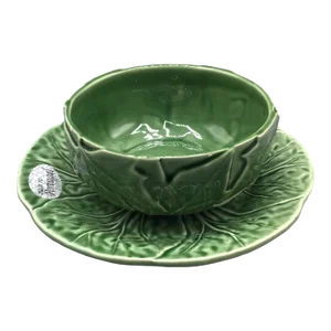 Vintage Bordallo Pinheiro Leaf Saucer and Bowl - Set of 2