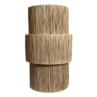 Organic Modern Coastal Natural Grass Tiered Wall Sconce For Sale