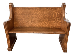 Tiger Oak Antique Carved Church Bench Pew Seating