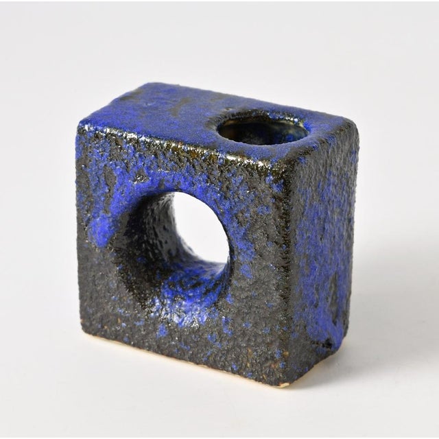 Blue Fat Lava Vase by Marius & Hugo van Woerden for Vest Keramiek, 1960s For Sale - Image 4 of 7