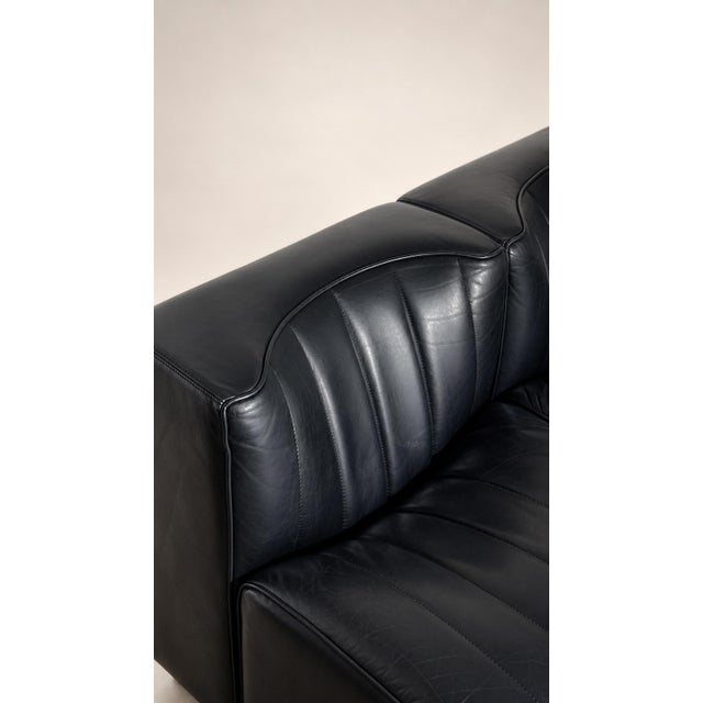 Black Black Leather 9000 Modular Sofa by Tito Agnoli for Mobilier International, 1975, Set of 2 For Sale - Image 8 of 18