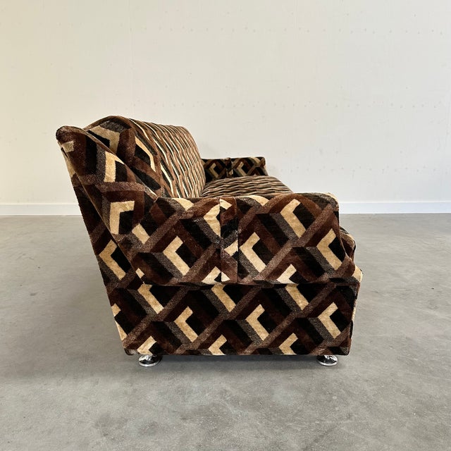 Beige Vintage Daybed with Geometric Patterns, 1970s For Sale - Image 8 of 14