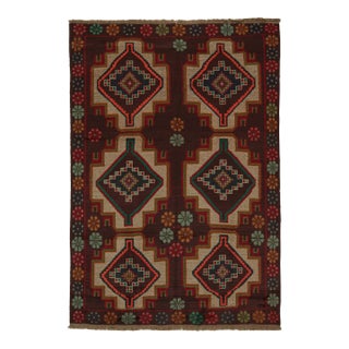 Rug & Kilim’s Afghan Baluch Tribal Rug in Rust Tones With Geometric Medallions For Sale