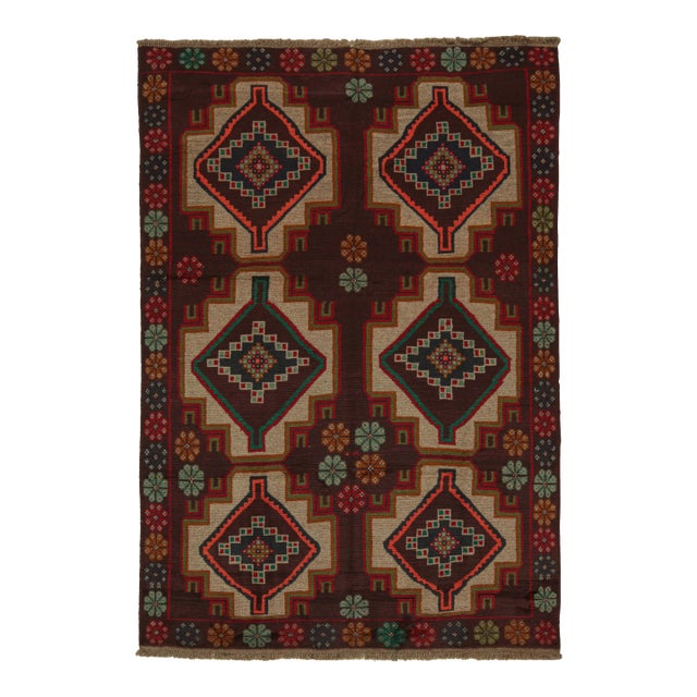 Rug & Kilim’s Afghan Baluch Tribal Rug in Rust Tones With Geometric Medallions For Sale