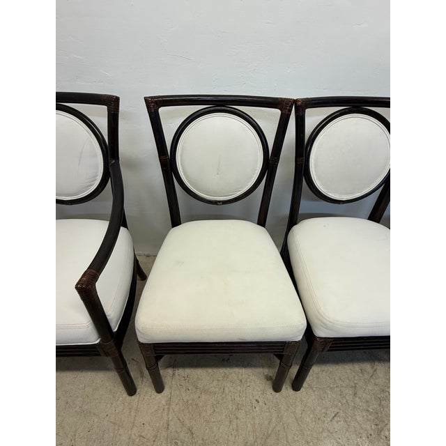 McGuire Brown Leather Wrapped Bamboo Dining Chairs - Set of Six For Sale - Image 15 of 18