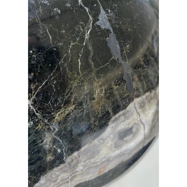 Vintage Solid Marble Orbs Spheres Mounted on Bases- a Pair For Sale - Image 10 of 12