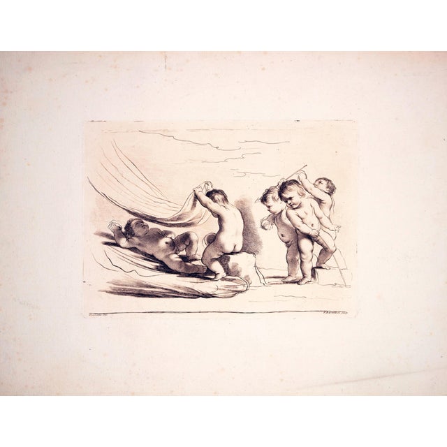Francesco Bartolozzi, Putti in an Allegorical Love Game, 1764, Crayon Engraving For Sale - Image 4 of 6