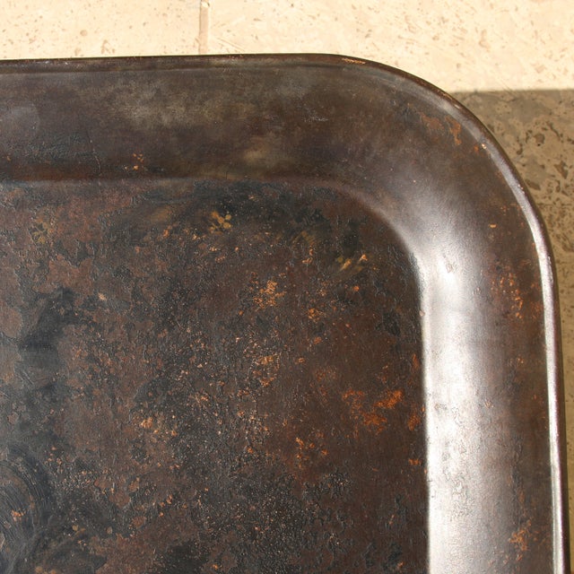 Large Antique Painted Sheet Metal Tray, France, 1970s For Sale - Image 4 of 7
