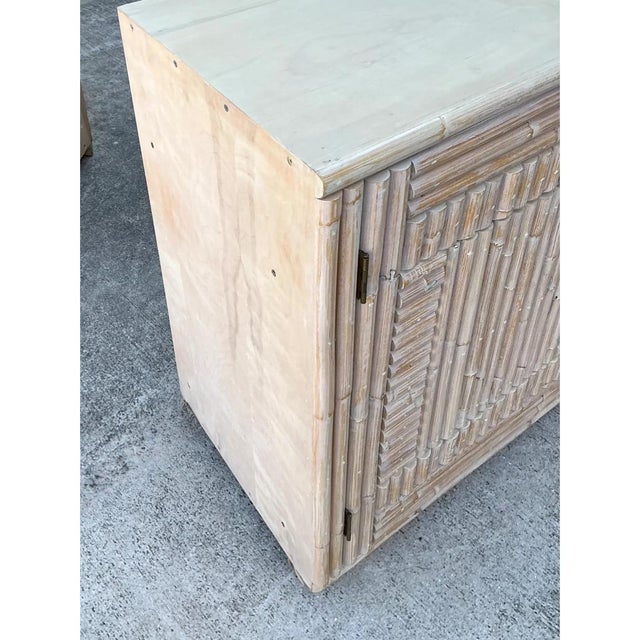 Vintage Monumental Washed Rattan Credenza For Sale - Image 9 of 12