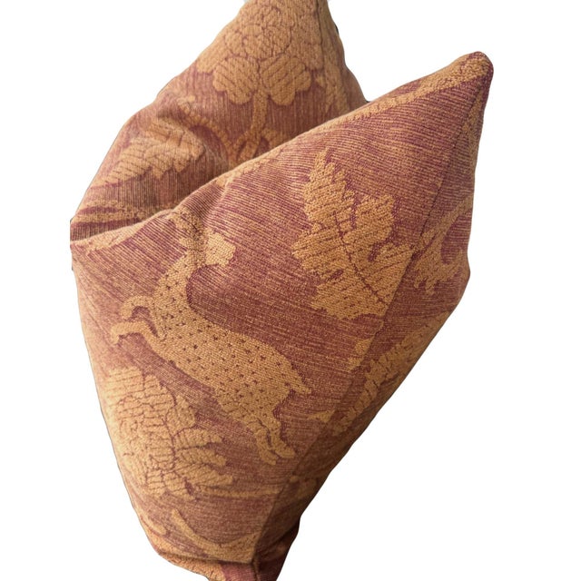 Traditional Lee Jofa Chenille Pillows in Cognac - A Pair For Sale - Image 3 of 4