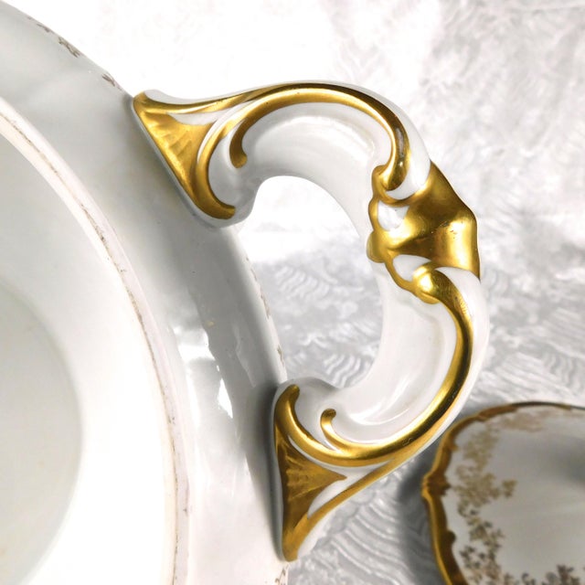 1940s 1940s Weimar Large White and Gold Soup Tureen With Lid For Sale - Image 5 of 9