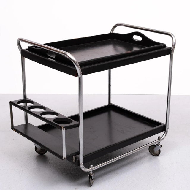 Bauhaus Style Serving Cart, Germany, 1960s For Sale - Image 9 of 9