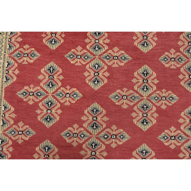 Pink Bokhara Jaldar Rug 8’1” X 10’1” Pink Wool Tribal Hand-Knotted Oriental Carpet For Sale - Image 8 of 14