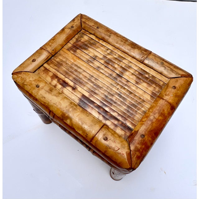 Burnt Tortoise Rattan Bamboo Plant Stand. Perfect as a table riser display or to hold a plant.