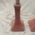 This beautiful mid-century modern lamp pair is made of pastel pink ceramic with white metal elements and have matching...