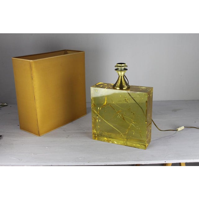 Yellow Resin Table Lamp by Pierre Girardoux, 1960s For Sale - Image 4 of 6