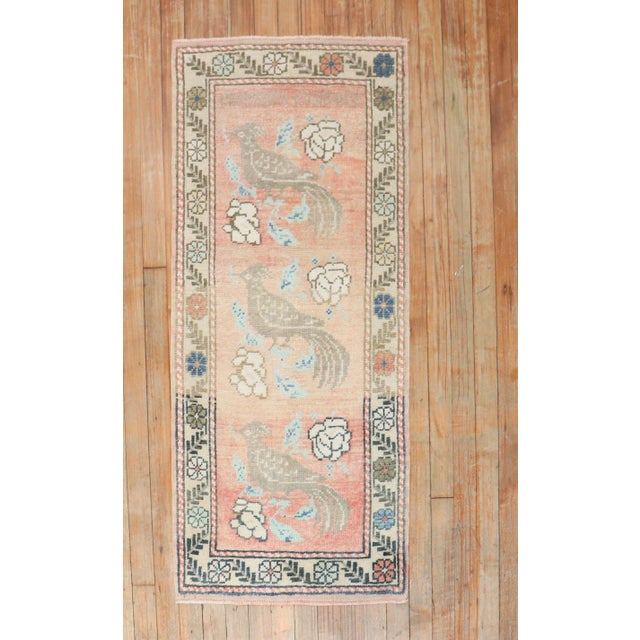 Textile Vintage Pictorial Pigeon Turkish Rug - 1'11" x 4'1" For Sale - Image 7 of 7