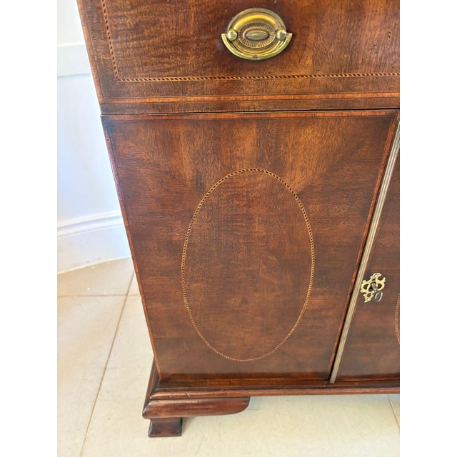 Antique Victorian Mahogany Inlaid Bookcase, 1880 For Sale - Image 9 of 18