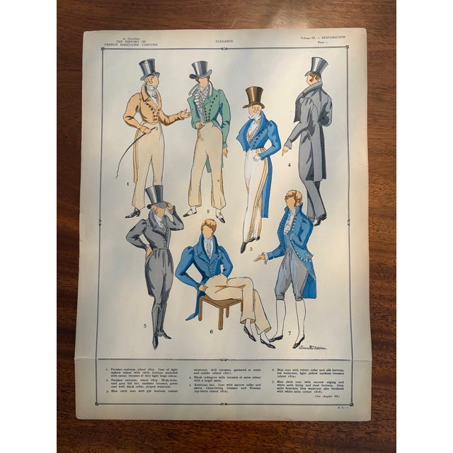 Hand-Colored 1920's French Costume/Fashion Plates - Set of 4 For Sale - Image 4 of 13