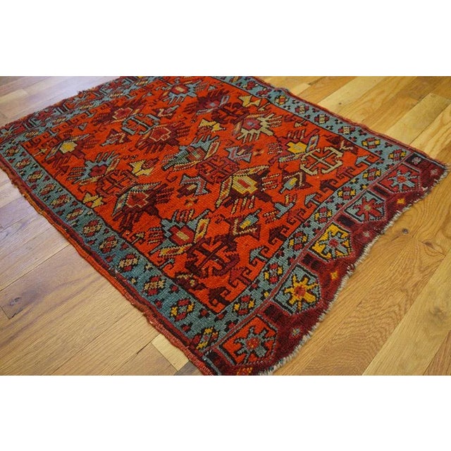 Tribal Extra Special Antique Turkish Yastik Village Rug in a Red Background Color For Sale - Image 3 of 6