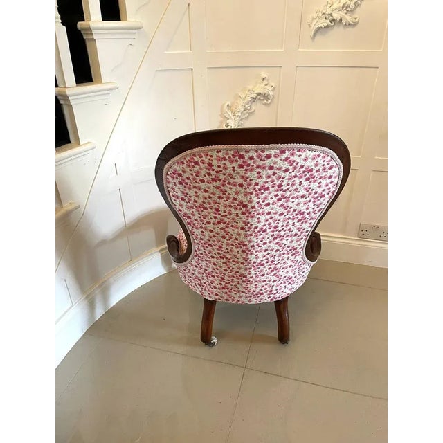 Pink Victorian Mahogany Ladies Chair, 1860s For Sale - Image 8 of 10