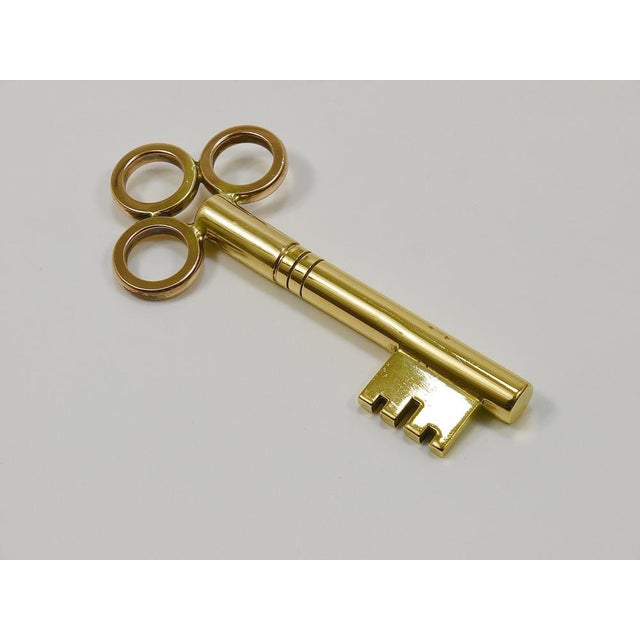 Metal Large Brass Key Corkscrew Bottle Opener Paperweight attributed to Carl Auböck, Austria, 1950s For Sale - Image 7 of 18