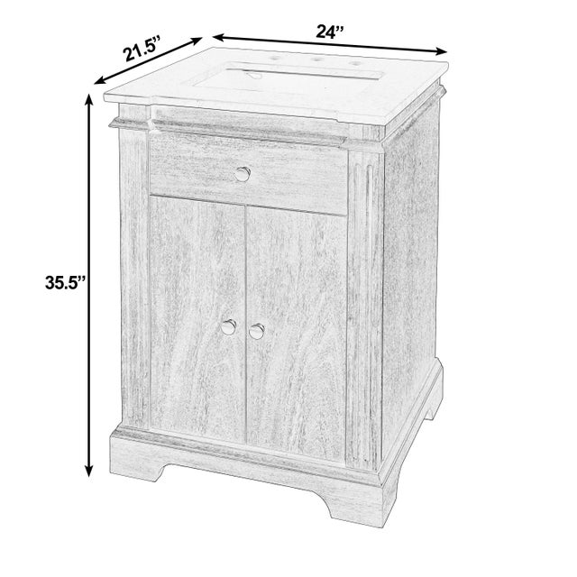 Spritely Home Accent Furniture Rachelle 24 in. W Rectangular Wood & Marble Bathroom Vanity with Storage, Natural Walnut For Sale - Image 4 of 11