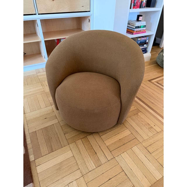 Textile Restoration Hardware Copenhagen Swivel Chair For Sale - Image 7 of 7