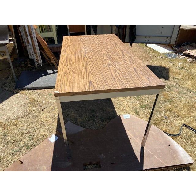 Copper Steelcase Minimalist Vintage Mid Century Modern Metal Retro Tanker Utility Table Unmarked For Sale - Image 8 of 12