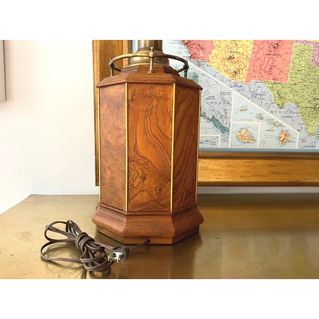 1960s Burl Wood Column Lamp & Shade by Knob Creek For Sale - Image 16 of 18