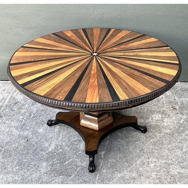 Wood Vintage Starburst Inlay Dining Table For Sale - Image 7 of 12