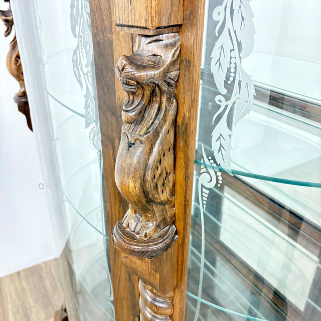 Antique European Revival Curved Glass Display Cabinet Early 20th Century For Sale - Image 4 of 9