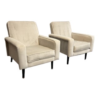 Circa 1960's French Lounge Arm Chairs, Pair For Sale