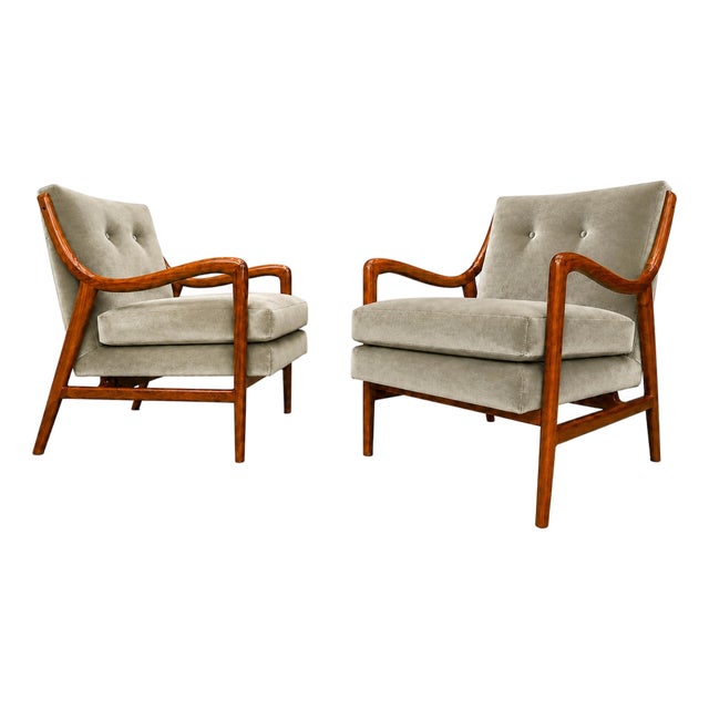 Pair of Sculptural Armchairs by Giuseppe Scapinelli in Caviúna Wood & Mohair, Brazil, 1950s For Sale