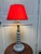 1990s Pop Art Red and Blue Wooden Table Lamp For Sale - Image 12 of 12