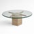 Vintage Round Travertine and Brass Coffee Table with Glass Top For Sale - Image 5 of 7