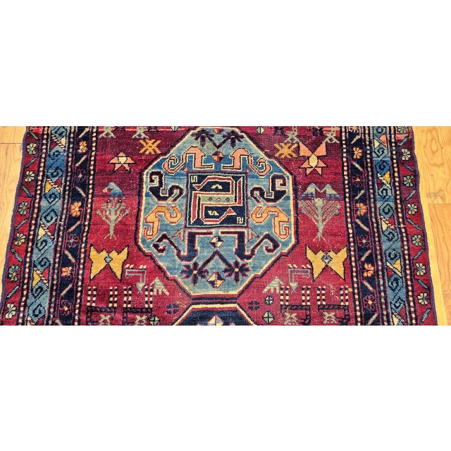 Antique Caucasian Cloudband Kazak Area Rug, Wool, Cranberry Red, 1890s, 3' x 7' For Sale - Image 18 of 18