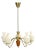 1940s Swedish Modern, Chandelier, Brass, Mahogany, Glass For Sale