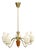 Swedish Modern, Chandelier, Brass, Mahogany, Glass, Sweden, 1940s For Sale