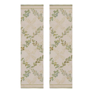 2010s Rug & Kilim’s Tudor Style Flatweave Runner in Cream & Green Floral Patterns For Sale