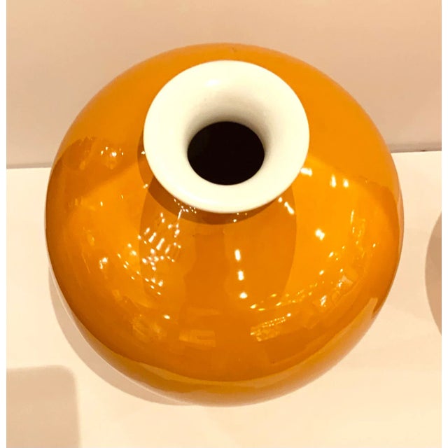 Modern Medium Chinese Modern Mango Glaze Porcelain Vases Pair For Sale - Image 3 of 5