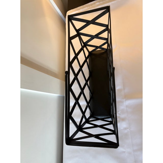 1970s Mid Century Modern Metal Magazine Rack / Log Holder For Sale - Image 6 of 12