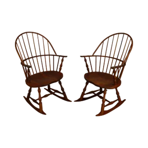 Martins Chair Shop Inc Bench Made Solid Cherry Sackback Windsor Rockers (E) - a Pair