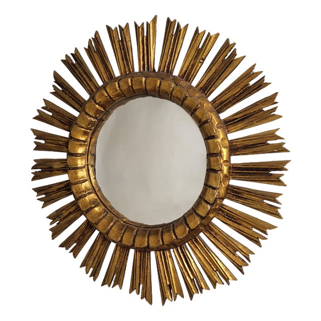 Mid-Century Giltwood Sunburst Mirror, 1950s For Sale
