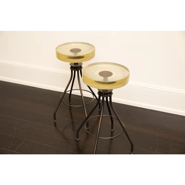 Holly Hunt 2010 Attributed to Holly Hunt Alison Berger 2 Glass Seat Counter Stools For Sale - Image 4 of 10
