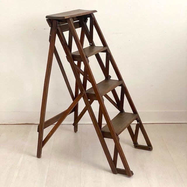 1950s Small Vintage Stepladder in Beech, 1950s For Sale - Image 5 of 10