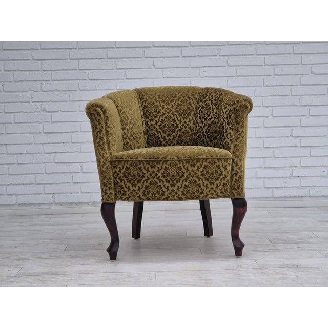 Vintage Danish Lounge Chair in Green Furniture Fabric, 1950s For Sale - Image 11 of 18