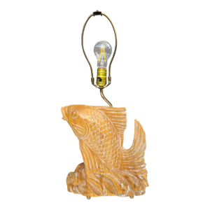 1986 Frederick Cooper Carved-Wood Fish Table Lamp