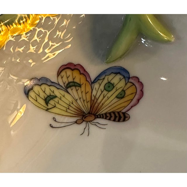 1980s 1980s Herend Leaf Form Dish With Hand-Painted Floral Decoration For Sale - Image 5 of 9