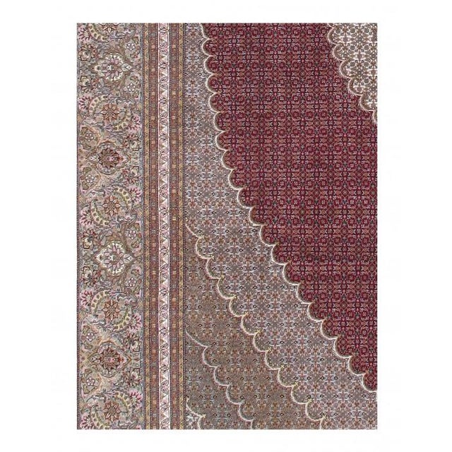 Fish Design Handmade Hand-knotted 60-Raj Silk & Korker Wool Pile on a Cotton Foundation Hand-Spun Wool Rug This rug has a...